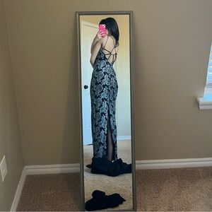 Black and Silver Backless Dress